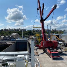 Dockside crane and ship
